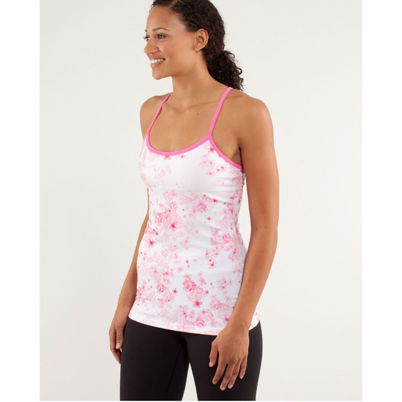 Lululemon Thin Straps Racerback Tank White Pink Floral 4 NWOT - Picture 4 of 13